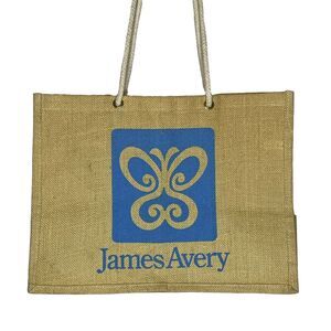 James Avery Large Burlap Rope Handled Tote/ Beach Bag 12 x 16 x 10 NOS